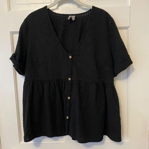ASOS black button down peplum top